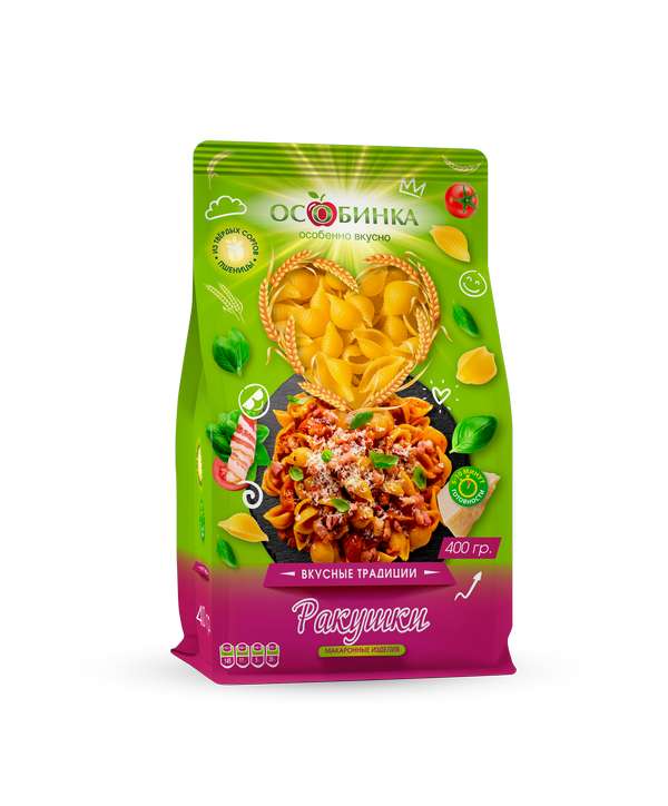 Упаковка Макаронные изделия ракушки_2 - аренда торгового знака Особинка